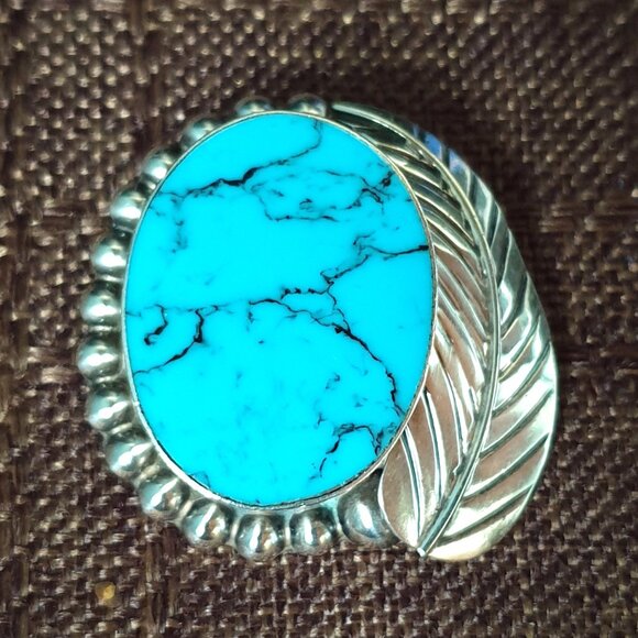 Vintage TC-25 Taxco Mexico Sterling Genuine Turquoise Statement Pendant & Brooch - Picture 8 of 11